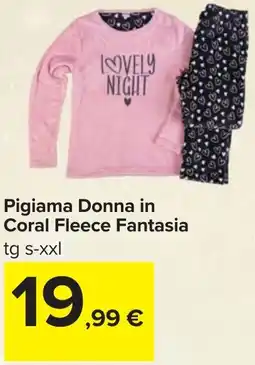 Carrefour Pigiama Donna in Coral Fleece Fantasia offerta