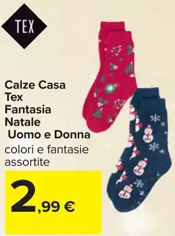 Carrefour Calze Casa Tex Fantasia Natale Uomo e Donna offerta