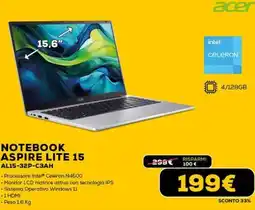 Euronics acer NOTEBOOK ASPIRE LITE 15 AL15-32P-C3AH offerta