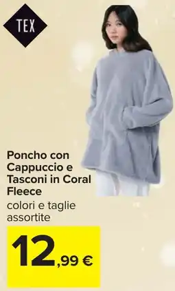 Carrefour Poncho con Cappuccio e Tasconi in Coral Fleece offerta