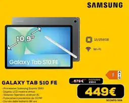 Euronics SAMSUNG GALAXY TAB S10 FE offerta