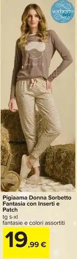 Carrefour Pigiaama Donna Sorbetto Fantasia con Inserti e Patch offerta