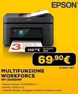 Euronics EPSON MULTIFUNZIONE WORKFORCE WF-2935DWF offerta
