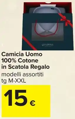 Carrefour Camicia Uomo 100% Cotone in Scatola Regalo offerta