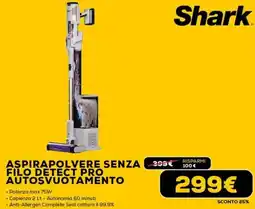 Euronics Shark aspirapolvere senza filo detect pro autosvuotamento offerta