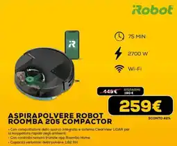 Euronics Robot aspirapolvere robot roomba 205 compactor offerta