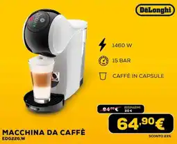 Euronics DeLonghi MACCHINA DA CAFFÈ EDG226.W offerta