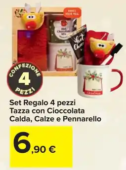Carrefour Set Regalo 4 pezzi Tazza con Cioccolata Calda, Calze e Pennarello offerta