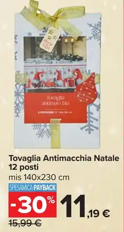 Carrefour Tovaglia Antimacchia Natale 12 posti offerta