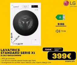 Euronics LG LAVATRICE STANDARD SERIE X1 AI DD F4NX1009NWB offerta