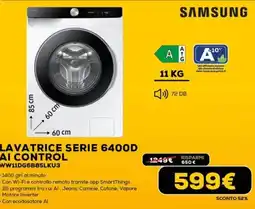 Euronics SAMSUNG LAVATRICE SERIE 6400D AI CONTROL WW11DG6B85LKU3 offerta