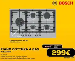 Euronics BOSCH PIANO COTTURA A GAS PCS7A5190 offerta