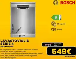 Euronics BOSCH LAVASTOVIGLIE SERIE 4 SMS4EMI06E offerta