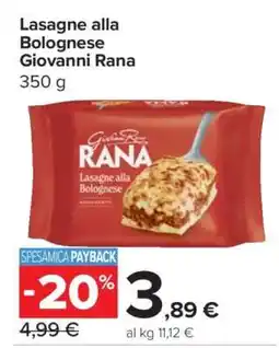 Carrefour Lasagne alla Bolognese Giovanni Rana offerta