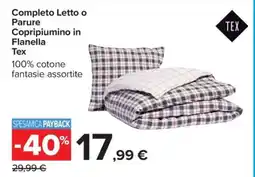 Carrefour Completo Letto o Parure Copripiumino in Flanella Tex offerta