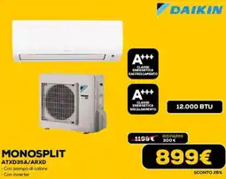 Euronics DAIKIN MONOSPLIT ATXD35A/ARXD offerta