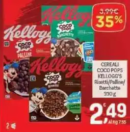Crai Cereali coco pops kellogg's risetti/palline barchette offerta