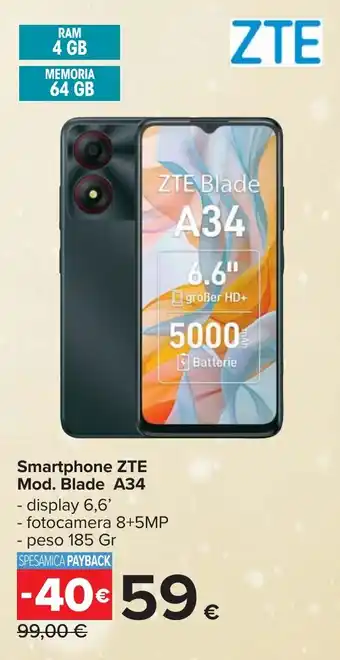 Smartphone ZTE Mod. Blade A34