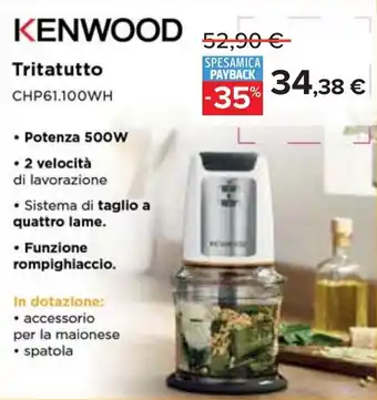 Carrefour KENWOOD Tritatutto CHP61.100WH offerta