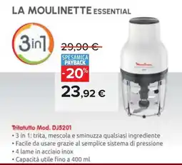 Carrefour Moulinex LA MOULINETTE ESSENTIAL Tritatutto Mod. DJ5201 offerta