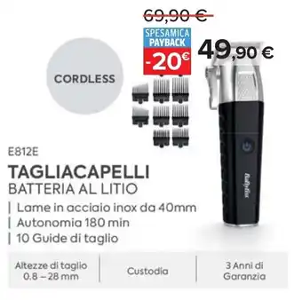 Carrefour BaByliss E812E TAGLIACAPELLI BATTERIA AL LITIO offerta