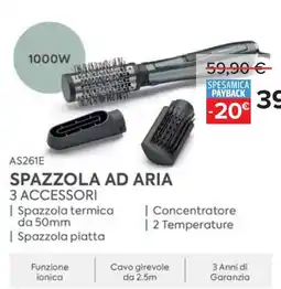 Carrefour BaByliss AS261E SPAZZOLA AD ARIA 3 ACCESSORI offerta