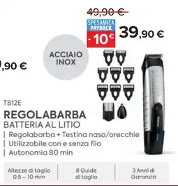 Carrefour BaByliss T812E REGOLABARBA BATTERIA AL LITIO offerta
