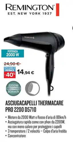 Carrefour REMINGTON ASCIUGACAPELLI THERMACARE PRO 2200 D5710 offerta