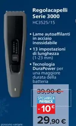 Carrefour Philips Regolacapelli Serie 3000 HC3525/15 offerta