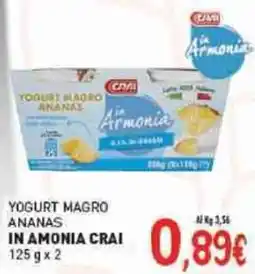 Crai Yogurt magro ananas in amonia CRAI offerta