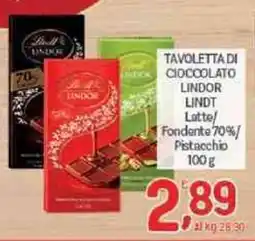 Crai Tavoletta di cioccolato lindor lindt latte/ fondente 70%/ pistacchio offerta