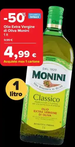 Carrefour Market Olio Extra Vergine di Oliva Monini offerta