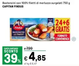 Iper La Grande Bastoncini con 100% filetti di merluzzo surgelati CAPITAN FINDUS offerta