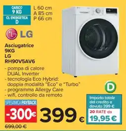 Carrefour Asciugatrice 9KG LG RH90V5AV6 offerta