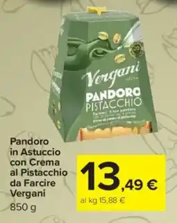 Carrefour Pandoro in Astuccio con Crema al Pistacchio da Farcire Vergani offerta
