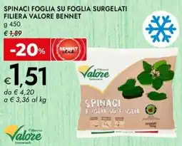 Bennet Spinaci foglia su foglia surgelati filiera valore BENNET offerta