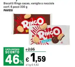 Iper La Grande Biscotti Ringo cacao, vaniglia o nocciola offerta