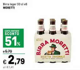 Iper La Grande Birra lager MORETTI offerta
