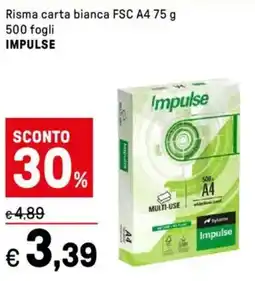 Iper La Grande Risma carta bianca FSC A4 500 fogli IMPULSE offerta