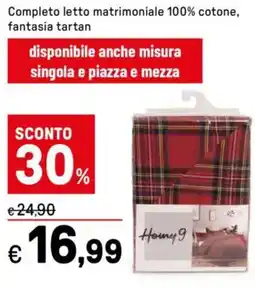 Iper La Grande Completo letto matrimoniale 100% cotone, fantasia tartan offerta