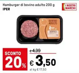 Iper La Grande Hamburger di bovino adulto IPER offerta