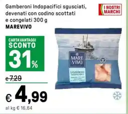 Iper La Grande Gamberoni Indopacifici sgusciati, devenati con codino scottati e congelati MAREVIVO offerta