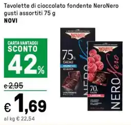 Iper La Grande Tavolette di cioccolato fondente NeroNero NOVI offerta