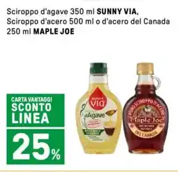 Iper La Grande Sciroppo d'agave SUNNY VIA, Sciroppo d'acero o d'acero del Canada MAPLE JOE offerta