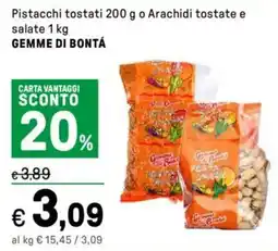 Iper La Grande Pistacchi tostati o Arachidi tostate e salate GEMME DI BONTÁ offerta