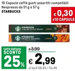 Iper La Grande 10 Capsule caffè STARBUCKS offerta