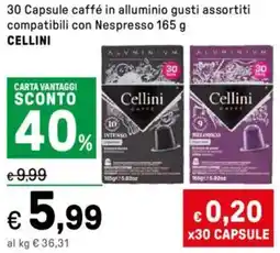 Iper La Grande 30 Capsule caffé in alluminio gusti assortiti compatibili con Nespresso CELLINI offerta