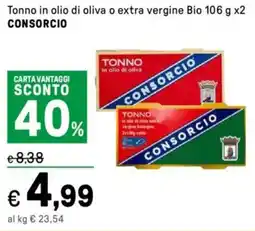 Iper La Grande Tonno in olio di oliva o extra vergine Bio CONSORCIO offerta