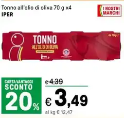Iper La Grande Tonno all'olio di oliva IPER offerta
