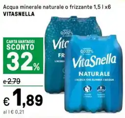 Iper La Grande Acqua minerale naturale o frizzante VITASNELLA offerta